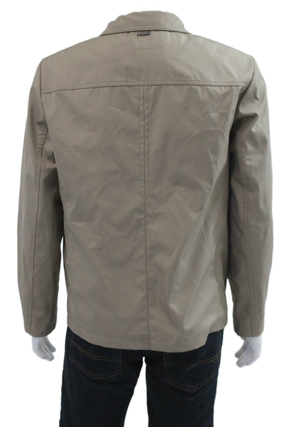 Calvin Klein Mens Windbreaker Jacket Beige Zip Polyester Size S