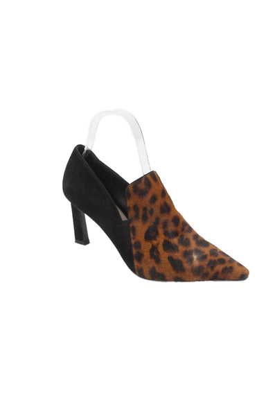 Pancaldi Womens Pointed Toe Animal Printed Slip On Heels Black Size EUR 38