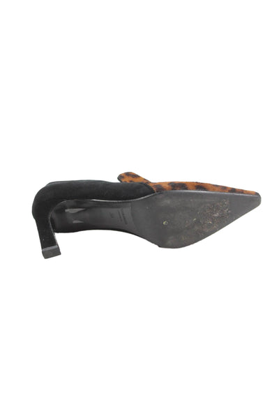 Pancaldi Womens Pointed Toe Animal Printed Slip On Heels Black Size EUR 38