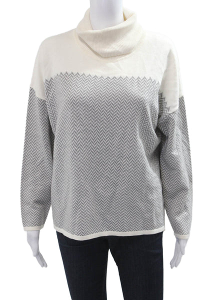 Marie Mero Womens Turtleneck Herringbone Pullover Sweater Gray 50% Wool Size M
