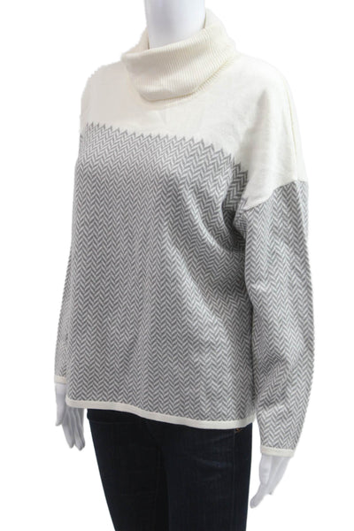 Marie Mero Womens Turtleneck Herringbone Pullover Sweater Gray 50% Wool Size M