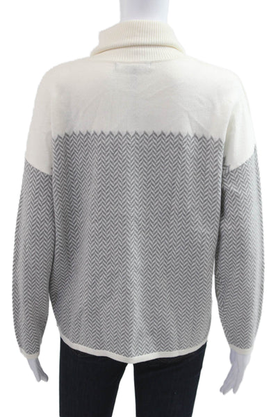 Marie Mero Womens Turtleneck Herringbone Pullover Sweater Gray 50% Wool Size M