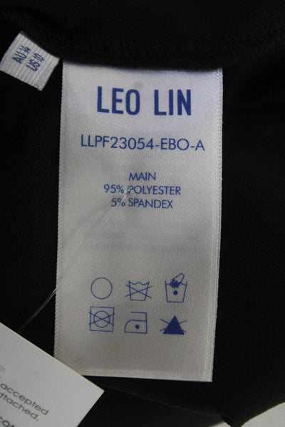 Leo & Lin Women Slip Dress Black V-Neck Sleeveless Mid-Calf Size 10