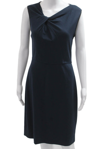 Jason Wu Womens Sheath Dress Dark Blue Rayon Sleeveless Zip Knee Length Size 6