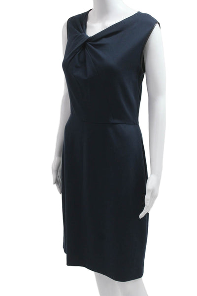 Jason Wu Womens Sheath Dress Dark Blue Rayon Sleeveless Zip Knee Length Size 6