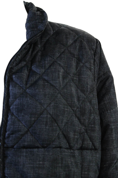 Soft Surroundings Womens Quilted Puffer Jacket Dark Blue Size M
