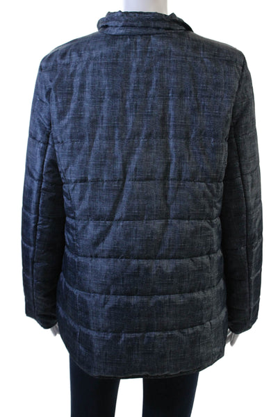 Soft Surroundings Womens Quilted Puffer Jacket Dark Blue Size M