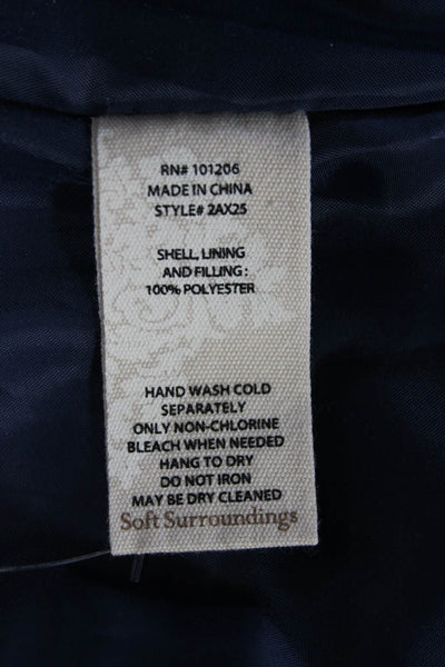 Soft Surroundings Womens Quilted Puffer Jacket Dark Blue Size M