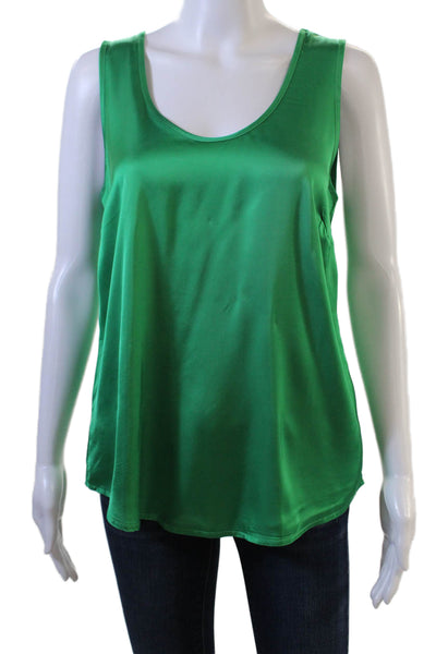 Sud Express Womens Basic Sleeveless Round Neck Viscose Tank Green Size S