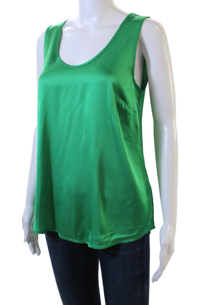 Sud Express Womens Basic Sleeveless Round Neck Viscose Tank Green Size S