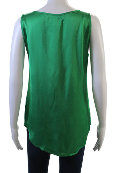 Sud Express Womens Basic Sleeveless Round Neck Viscose Tank Green Size S