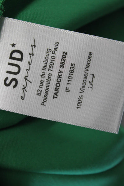 Sud Express Womens Basic Sleeveless Round Neck Viscose Tank Green Size S