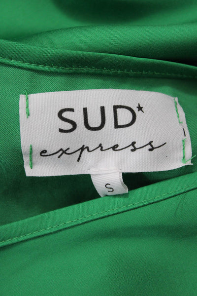 Sud Express Womens Basic Sleeveless Round Neck Viscose Tank Green Size S