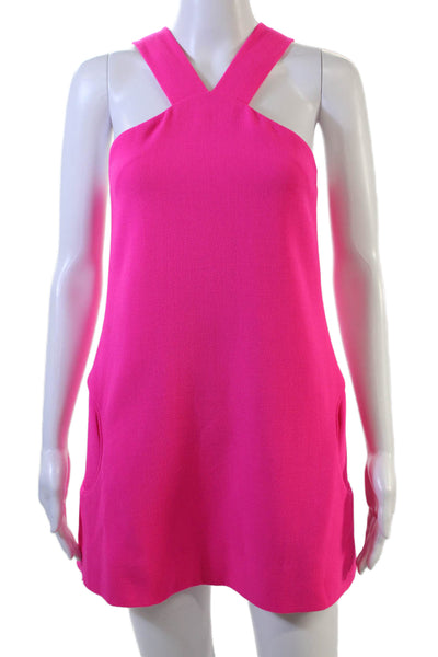 Lisa Perry Women Shift Mini Dress Pink Sleeveless Polyester Zip Size 0