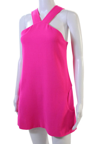 Lisa Perry Women Shift Mini Dress Pink Sleeveless Polyester Zip Size 0