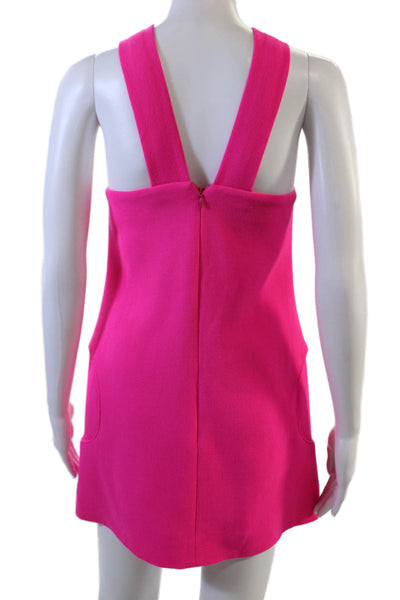 Lisa Perry Women Shift Mini Dress Pink Sleeveless Polyester Zip Size 0