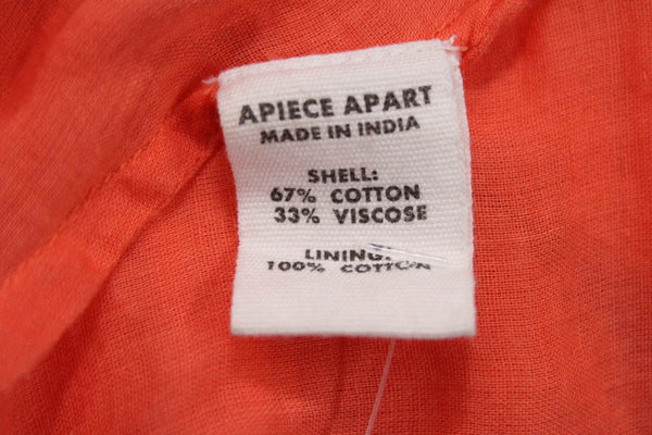Apiece Apart Womens Shirt Dress Orange Short Sleeve Button Knee Length Size XS