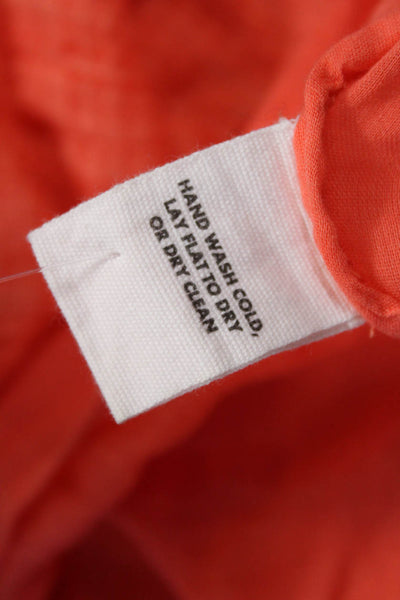 Apiece Apart Womens Shirt Dress Orange Short Sleeve Button Knee Length Size XS