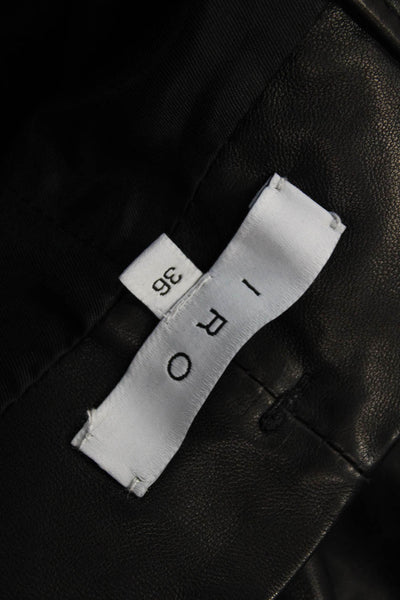 IRO Women Straight Pencil Lamb Leather Skirt Black Size S