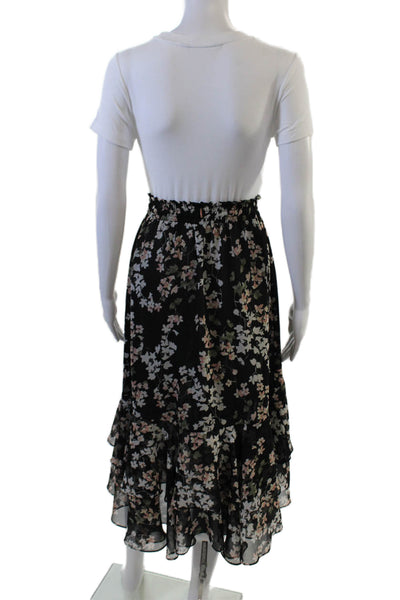 Misa Women Peasant Flare Floral Viscose Long Skirt Size XS