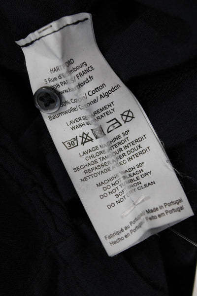 Hartford Womens Black Cotton Button Up Collared Short Sleeve Blouse Size 1
