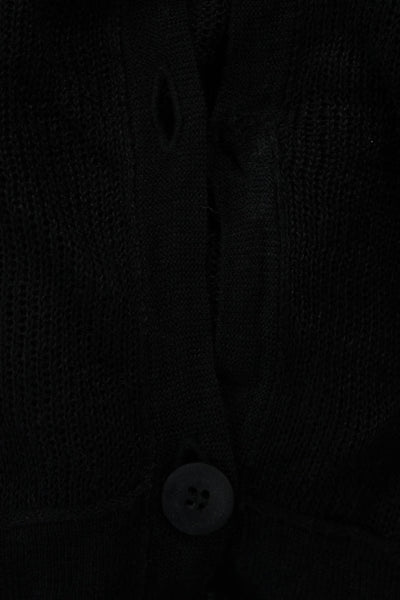 Inhabit Womens 100% Linen Black V-Neck Button Cardigan Long Sleeve Size S