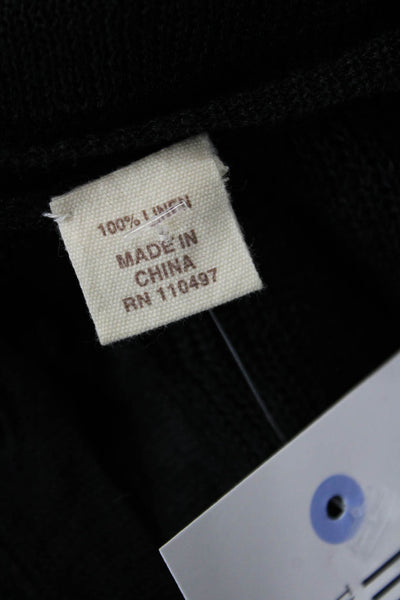 Inhabit Womens 100% Linen Black V-Neck Button Cardigan Long Sleeve Size S