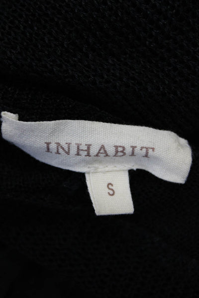 Inhabit Womens 100% Linen Black V-Neck Button Cardigan Long Sleeve Size S
