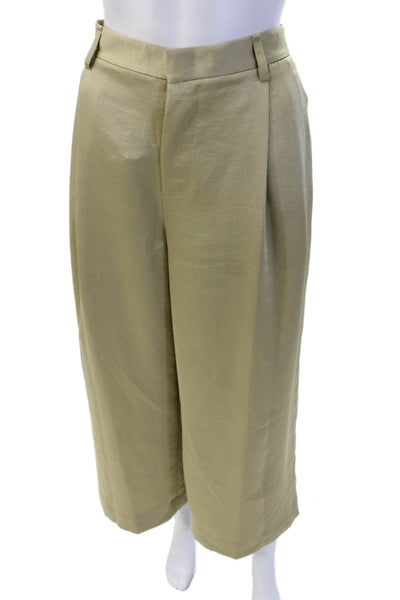 Vince Women Cropped Dress Pants Beige Polyester Hook Eye Size 6