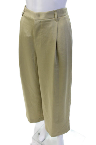 Vince Women Cropped Dress Pants Beige Polyester Hook Eye Size 6