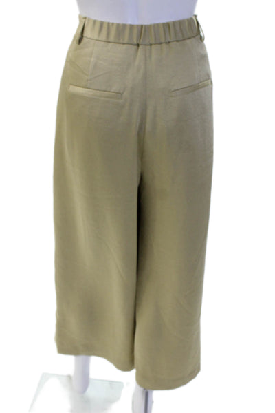 Vince Women Cropped Dress Pants Beige Polyester Hook Eye Size 6
