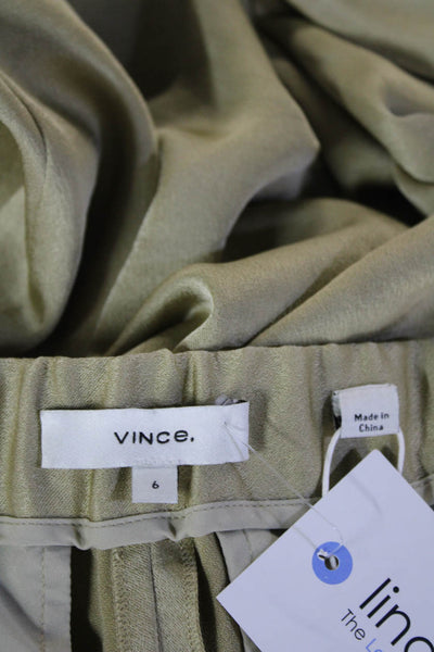 Vince Women Cropped Dress Pants Beige Polyester Hook Eye Size 6