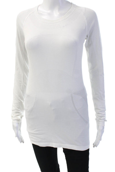 Lululemon Women Tunic Long Sleeve Crew Neck White Nylon Size S