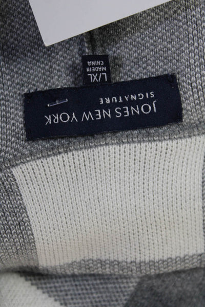 Jones New York Mens Full-Zip Sweatshirt Gray Cotton High Neck Size XL