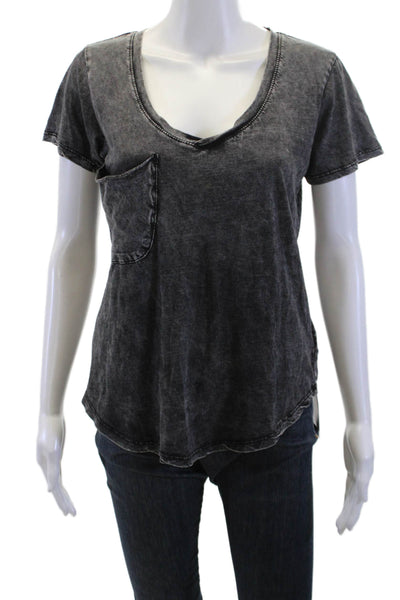 Z Supply Womens Basic V Neck Short Sleeve T Shirt Dark Gray 100% Cotton Size XS