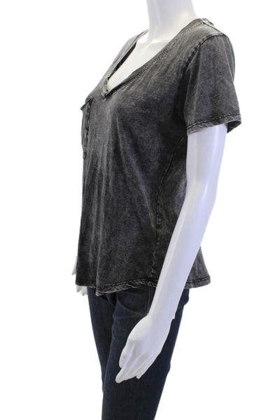Z Supply Womens Basic V Neck Short Sleeve T Shirt Dark Gray 100% Cotton Size XS