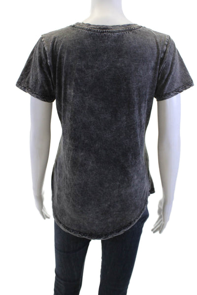 Z Supply Womens Basic V Neck Short Sleeve T Shirt Dark Gray 100% Cotton Size XS