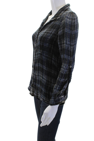 Vintage Havana Womens Black Plaid Collared Button-Up Long Sleeve Cotton Size S