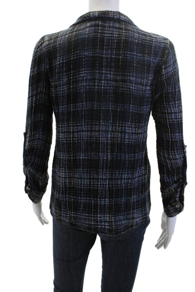 Vintage Havana Womens Black Plaid Collared Button-Up Long Sleeve Cotton Size S