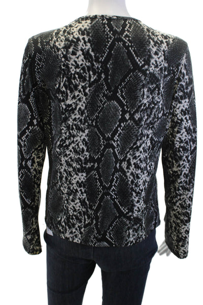 Vintage Havana Women Black Animal Print V Neck Long Sleeve Blouse Size S