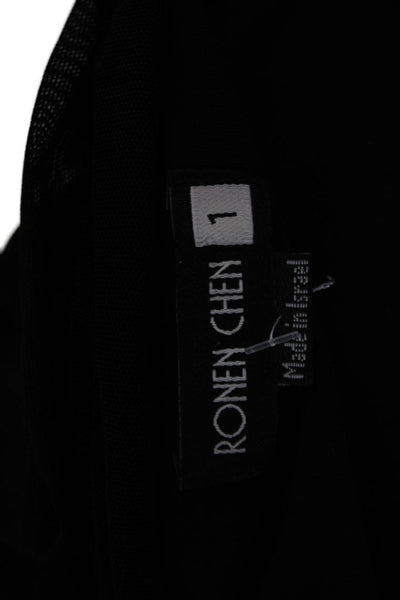 Ronen Chen Women Black Blouse 3/4 Sleeve 100% Polyester Designer Size 1