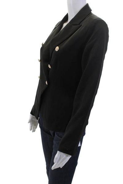 Do + Be Womens Black Collared Button Blazer Long Sleeve Size S