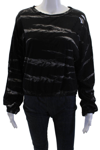 Vintage Havana Womens Pullover Sweatshirt Black Striped Cotton Size S