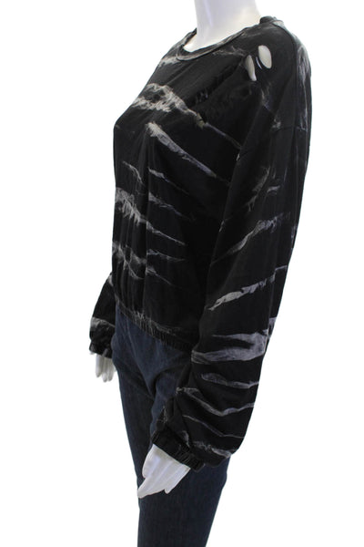 Vintage Havana Womens Pullover Sweatshirt Black Striped Cotton Size S