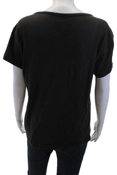Chaser Women Basic Graphic T-Shirt Black Short Sleeve Round Neck Size XS