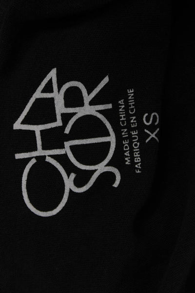 Chaser Women Basic Graphic T-Shirt Black Short Sleeve Round Neck Size XS