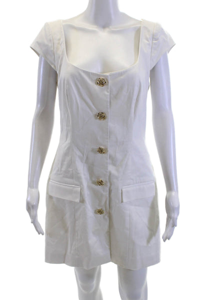 Majorelle Womens Mini Sheath Dress White Square Neck Short Sleeve Size L