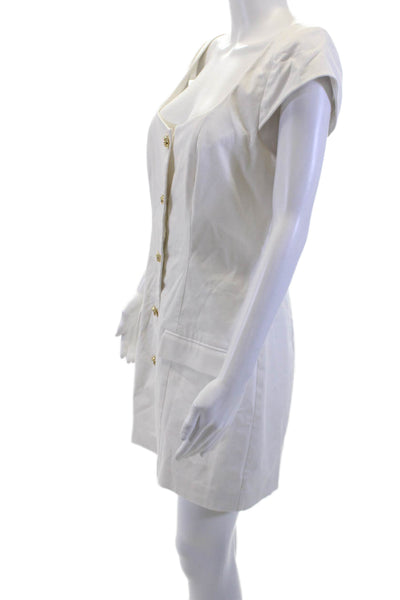 Majorelle Womens Mini Sheath Dress White Square Neck Short Sleeve Size L