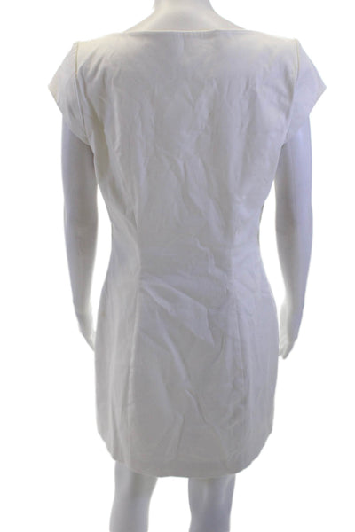 Majorelle Womens Mini Sheath Dress White Square Neck Short Sleeve Size L