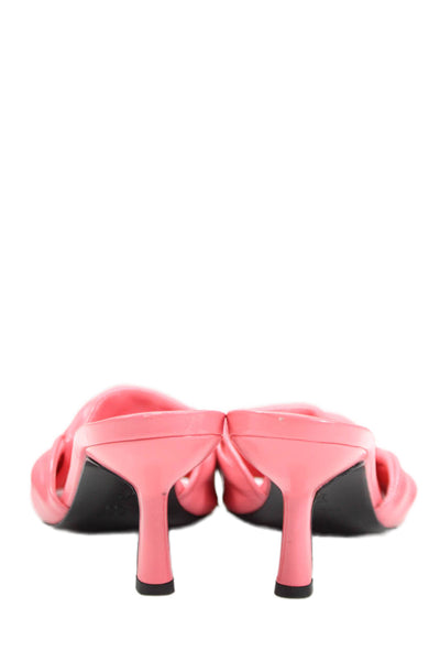 By Far Womens Patent Leather Knotted Open Toe Stiletto Mules Pink Size EUR 38